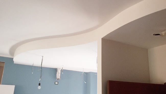 controsoffitto e colonne ad arco cartongesso tondo
